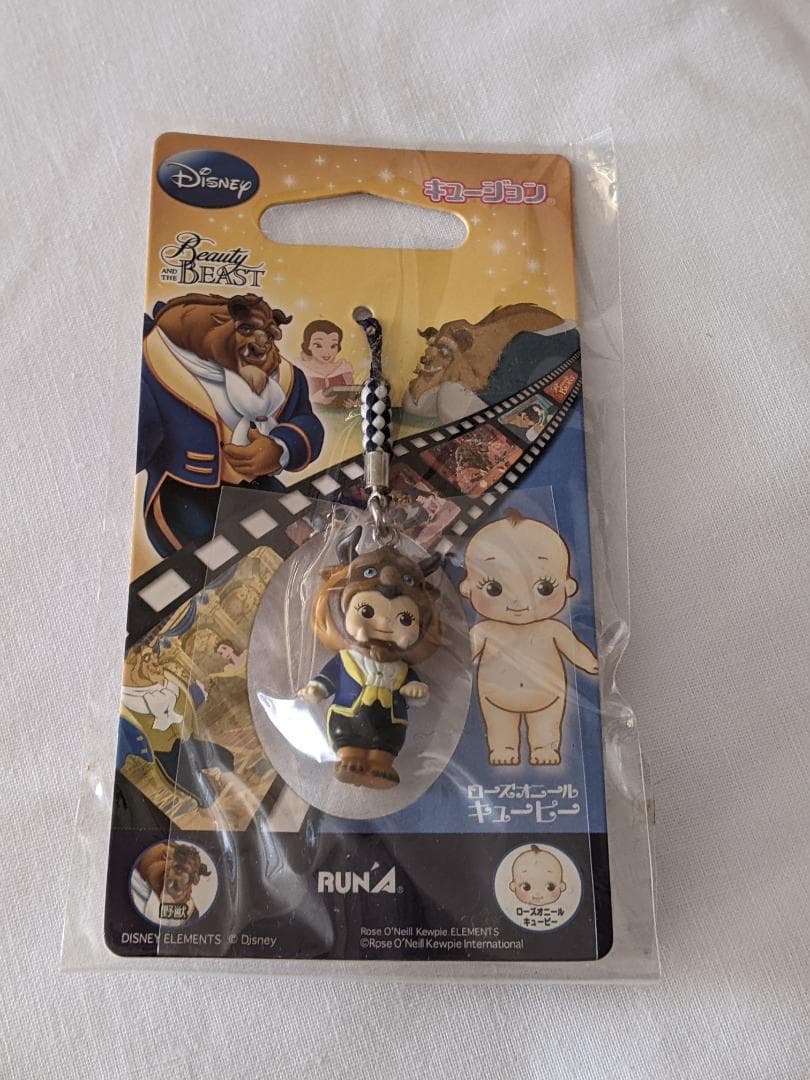 ●キュージョン●ローズオニールキューピー×美女と野獣　ストラップ　根付