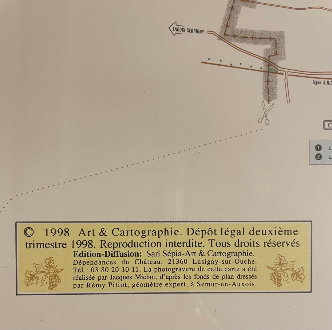 【大型額装美品】ブルゴーニュ（ワイン）南北の詳細な葡萄畑の地図