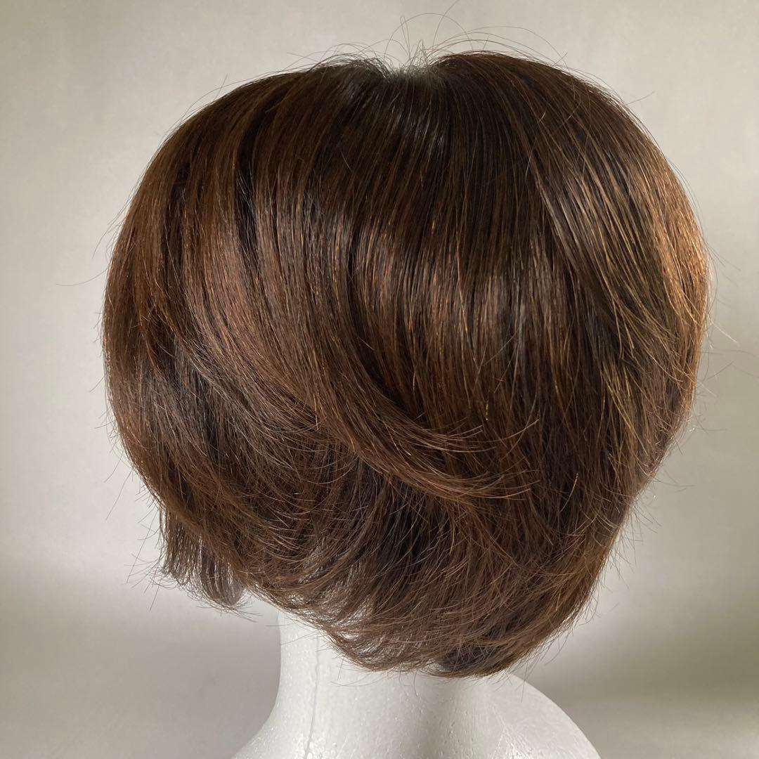 マダムヒロコ　フルウィッグ　ショート　人毛MIX 　総手植え　ナチュラルブラウン