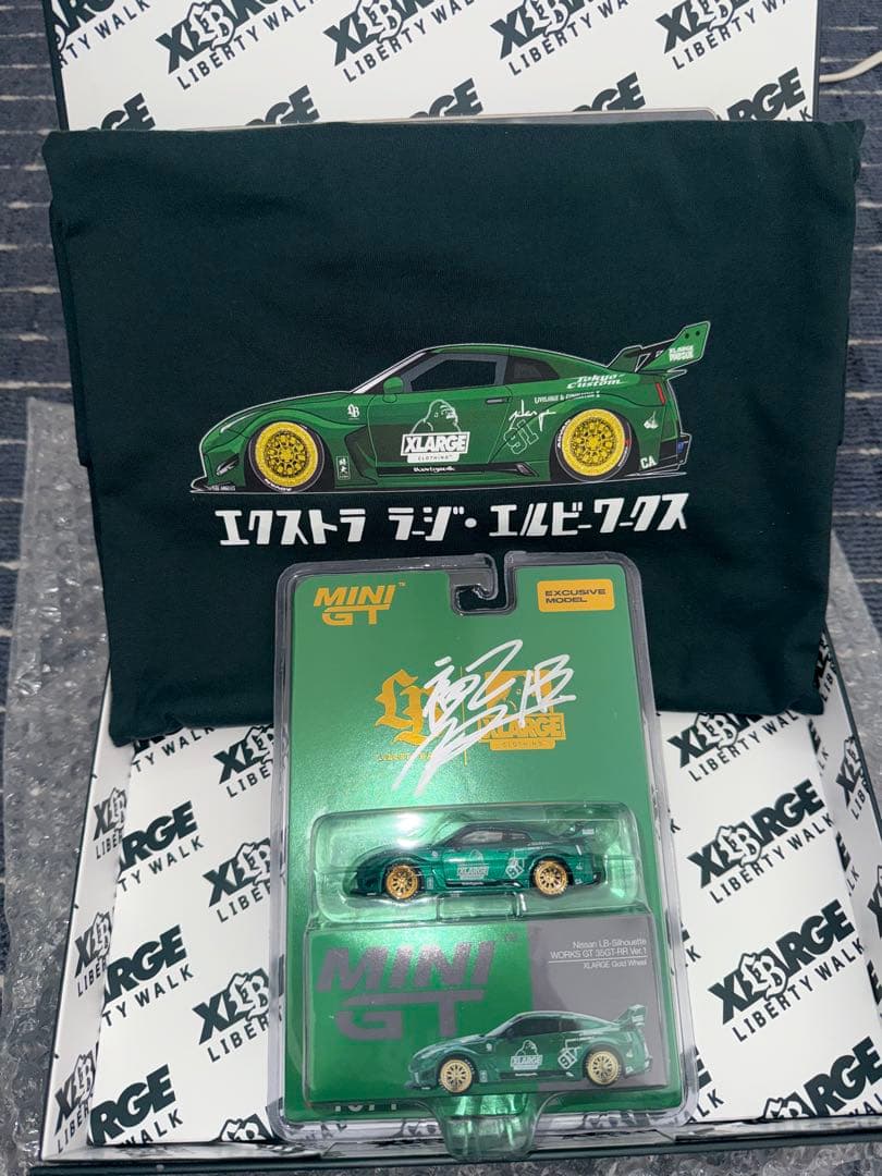 サインMINI-GT LBWK × XLARGE GT-R35 BOX Lサイズ