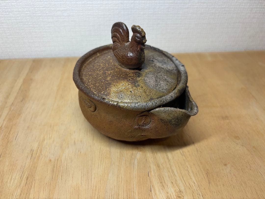 54.備前焼 宝瓶 登り窯 鶏 にわとり ニワトリ 手びねり 急須