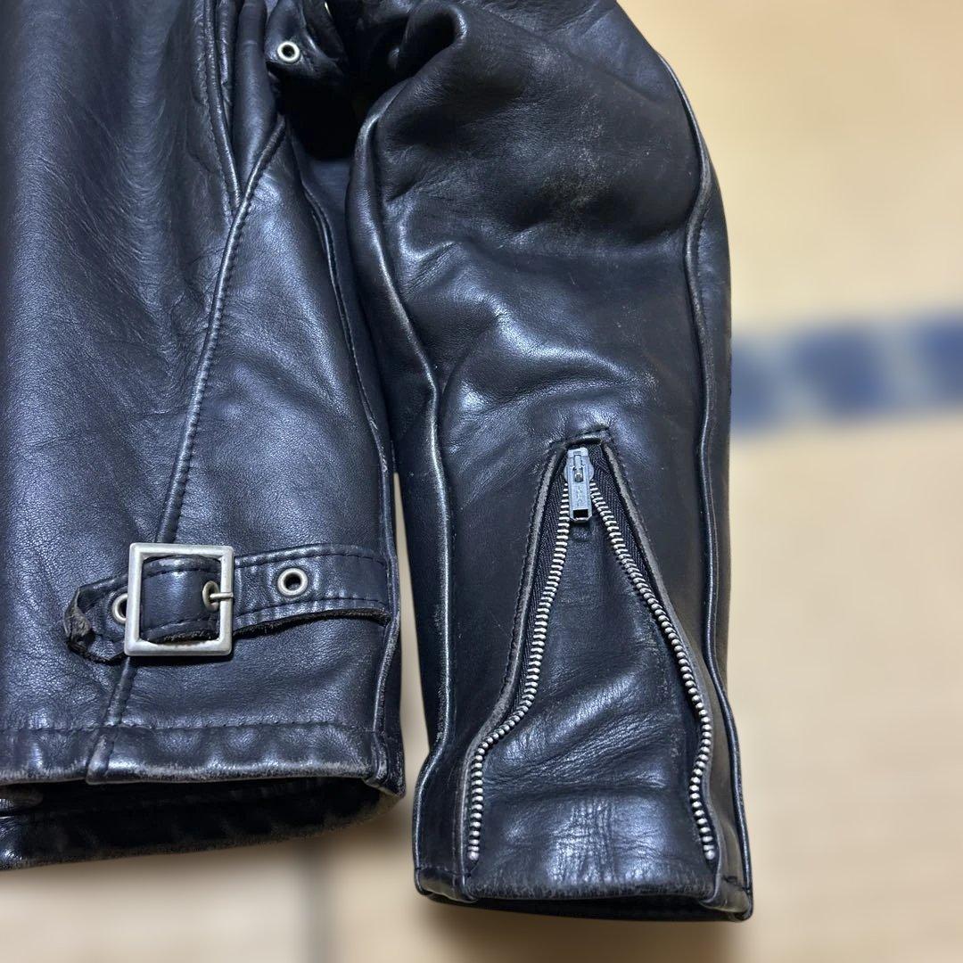 Schott ブラック シングルライダースジャケット38 ライナー付　642