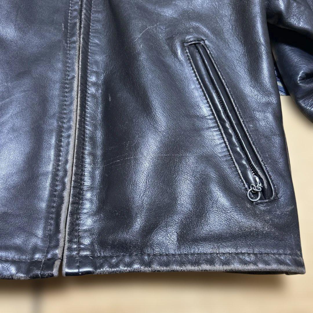 Schott ブラック シングルライダースジャケット38 ライナー付　642