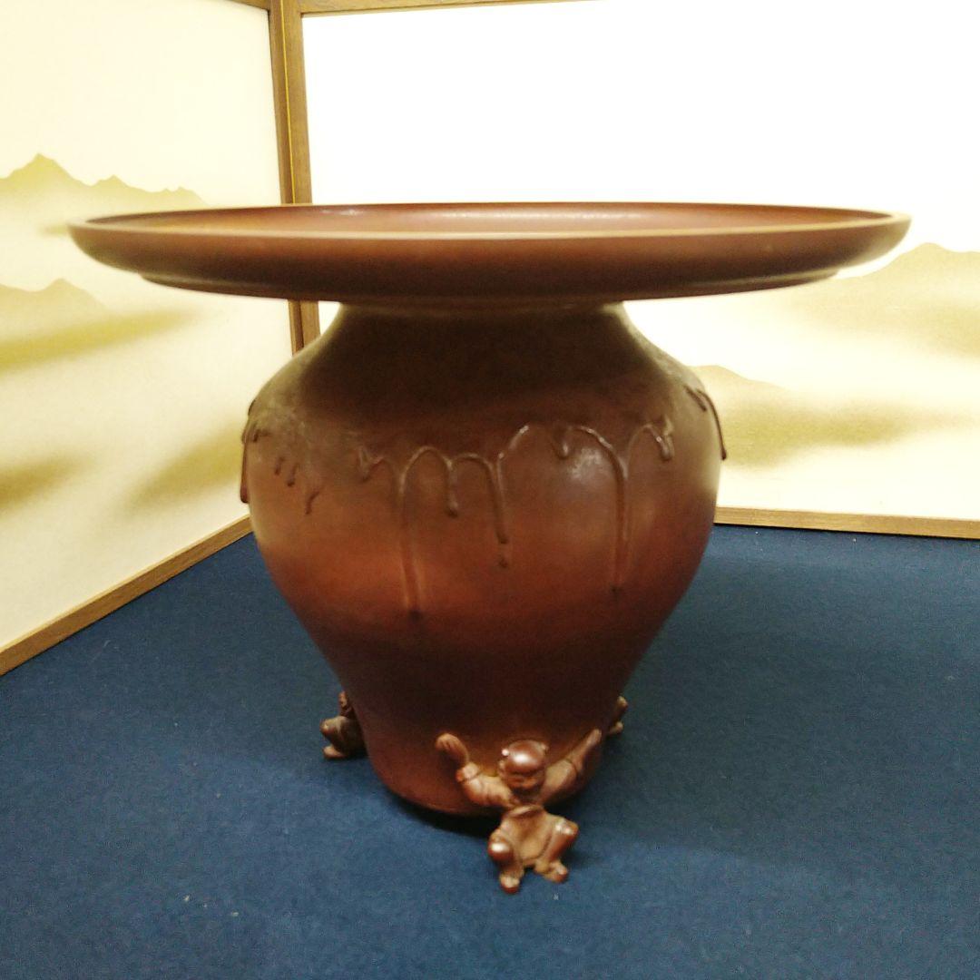 AG63 中光作 薄端 唐子 花入 花器 唐銅製 華道具
