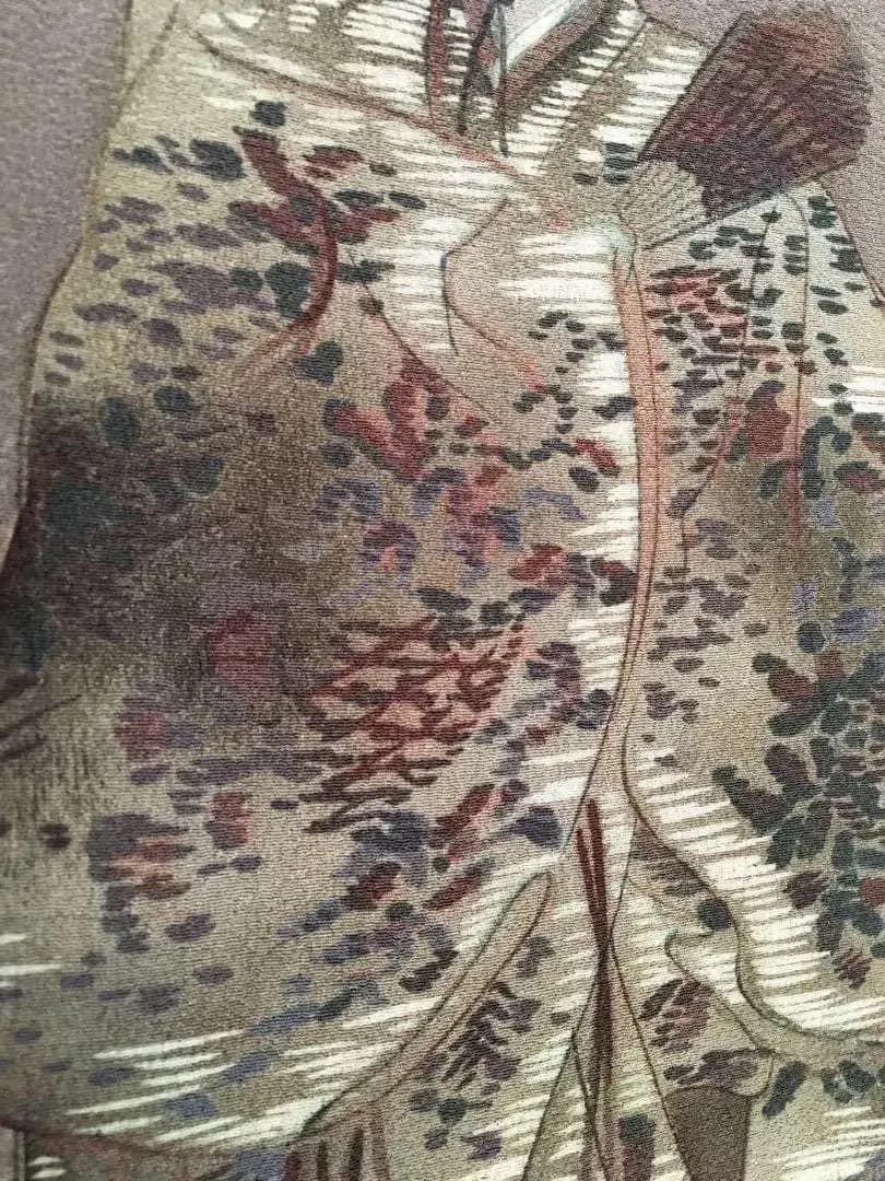 能楽図絵 能舞 羽衣他 男物長襦袢 正絹 美しき日本の古布 古裂骨董アンティーク