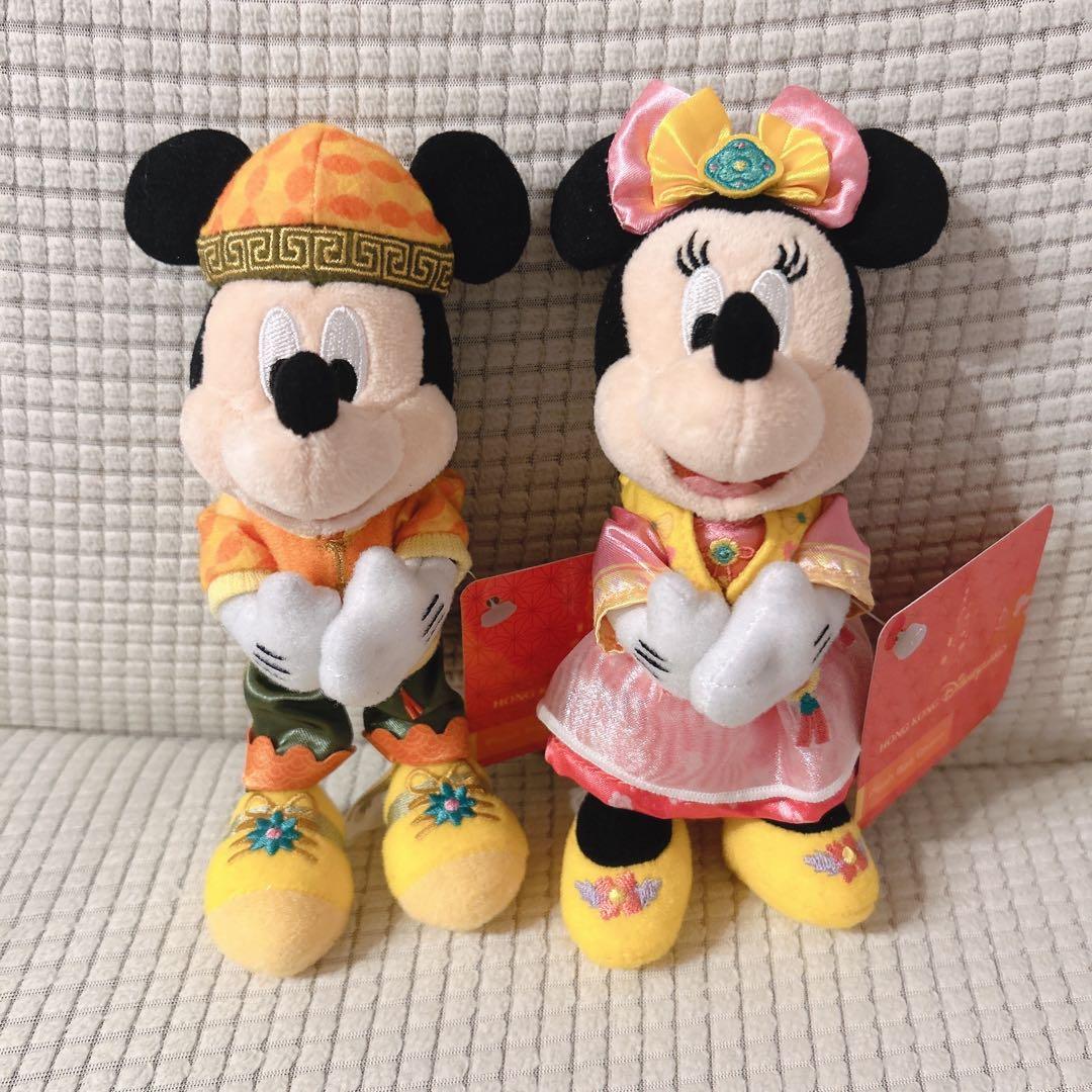 【新品】香港ディズニー 春節 ミッキー ミニー ぬいぐるみ バッグチャーム