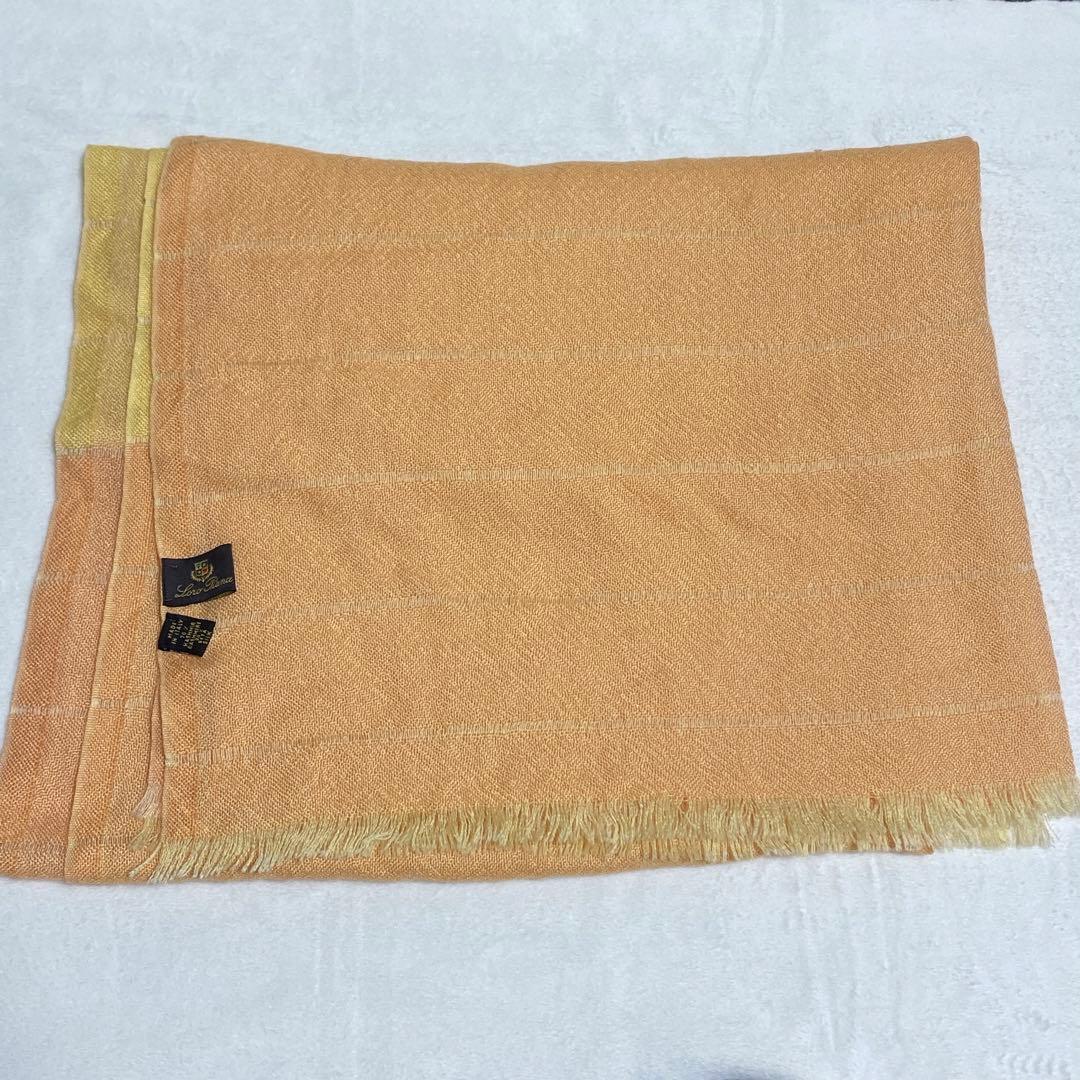ロロピアーナ　カシミヤシルク　大判ストール　オレンジ系　バイカラー　イタリア製