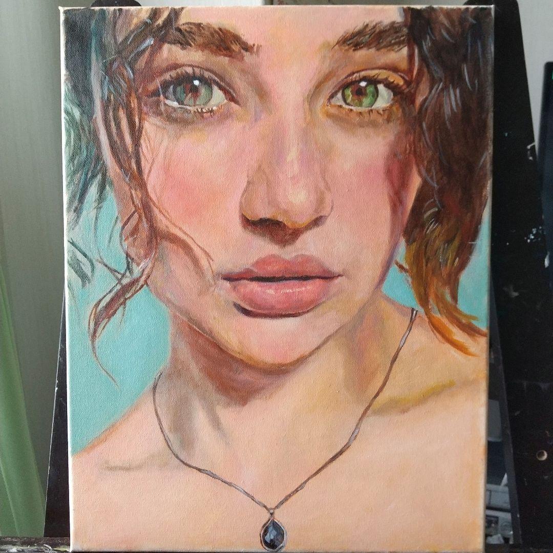 女性の肖像 油彩画 6号 F6 油絵 人物画#4