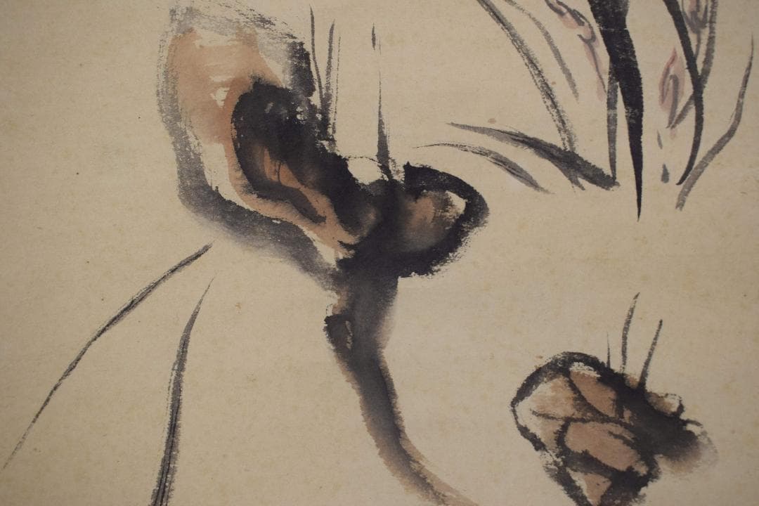 【真作】中島菜刀/蘭と霊芝図/掛軸☆宝船☆Y-71　JM