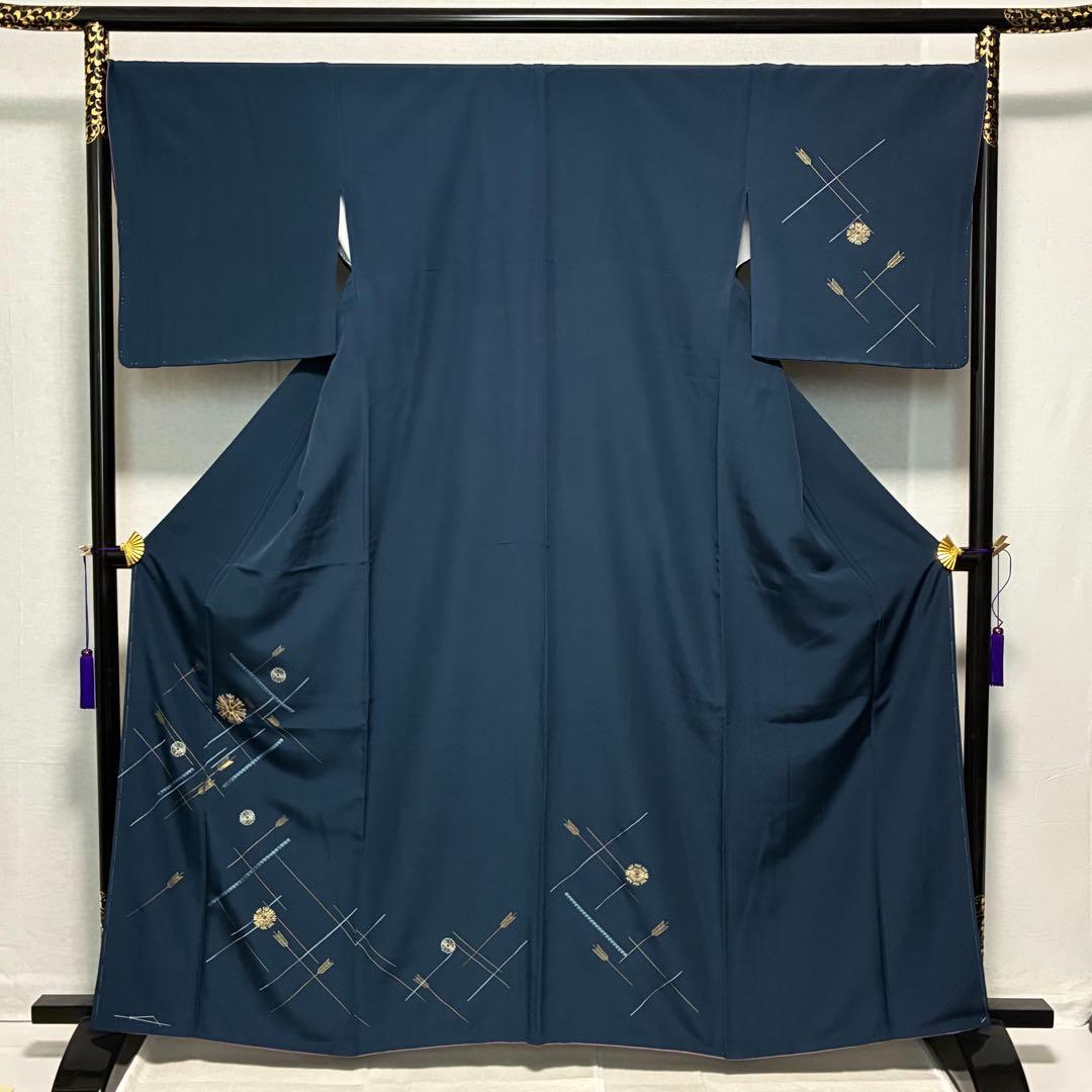 18日以降発送 D60訪問着 刺繍 正絹着物 袷 バチ衿 しつけ糸付未使用極美品