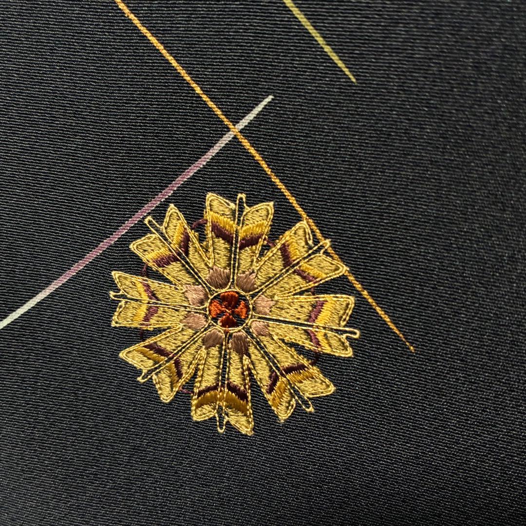 18日以降発送 D60訪問着 刺繍 正絹着物 袷 バチ衿 しつけ糸付未使用極美品