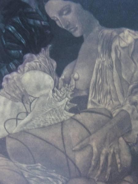 池田満寿夫、【貝を持つヴィナス】、豪華・希少画集画、新品高級額・額装付