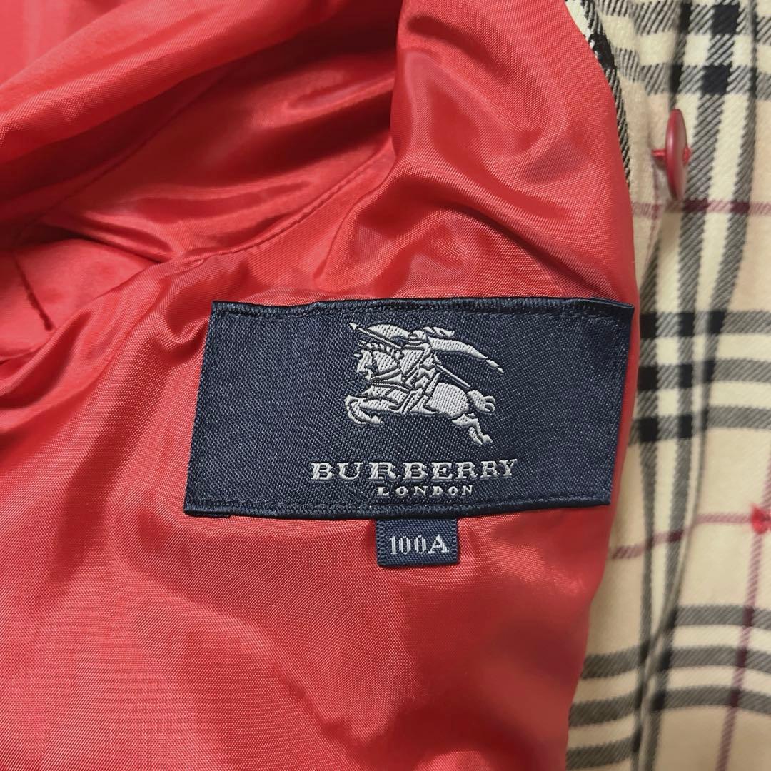 バーバリーロンドン　ウールコート　金ボタン　赤　100A