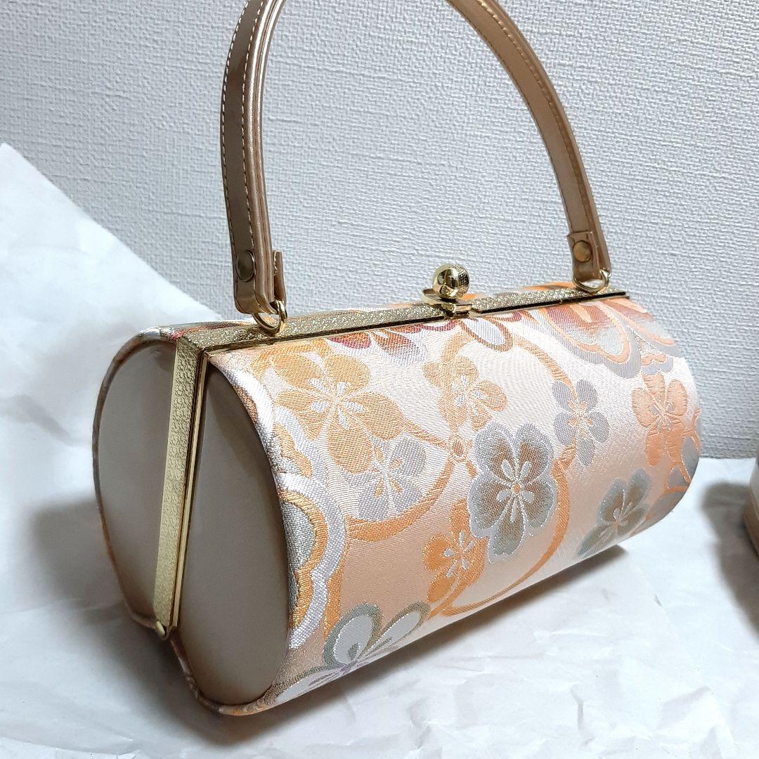 美品　高級和装バッグと草履セット　ベージュゴールド　成人式　卒業式　振袖　式
