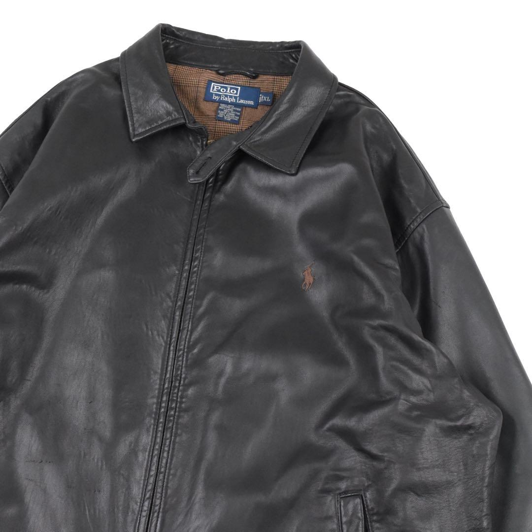 90s Polo Ralph Lauren Leather Jacket 黒