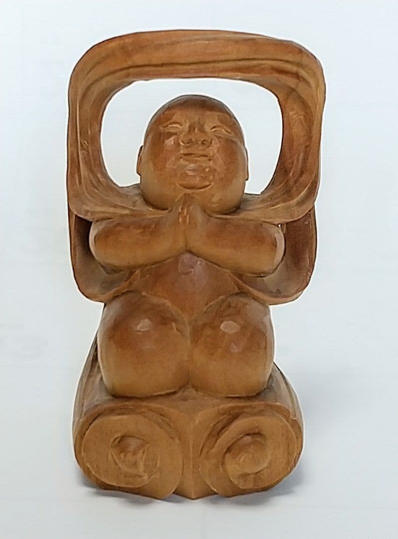 童子坐像 飛天 #567 ◆白檀 木彫 仏像