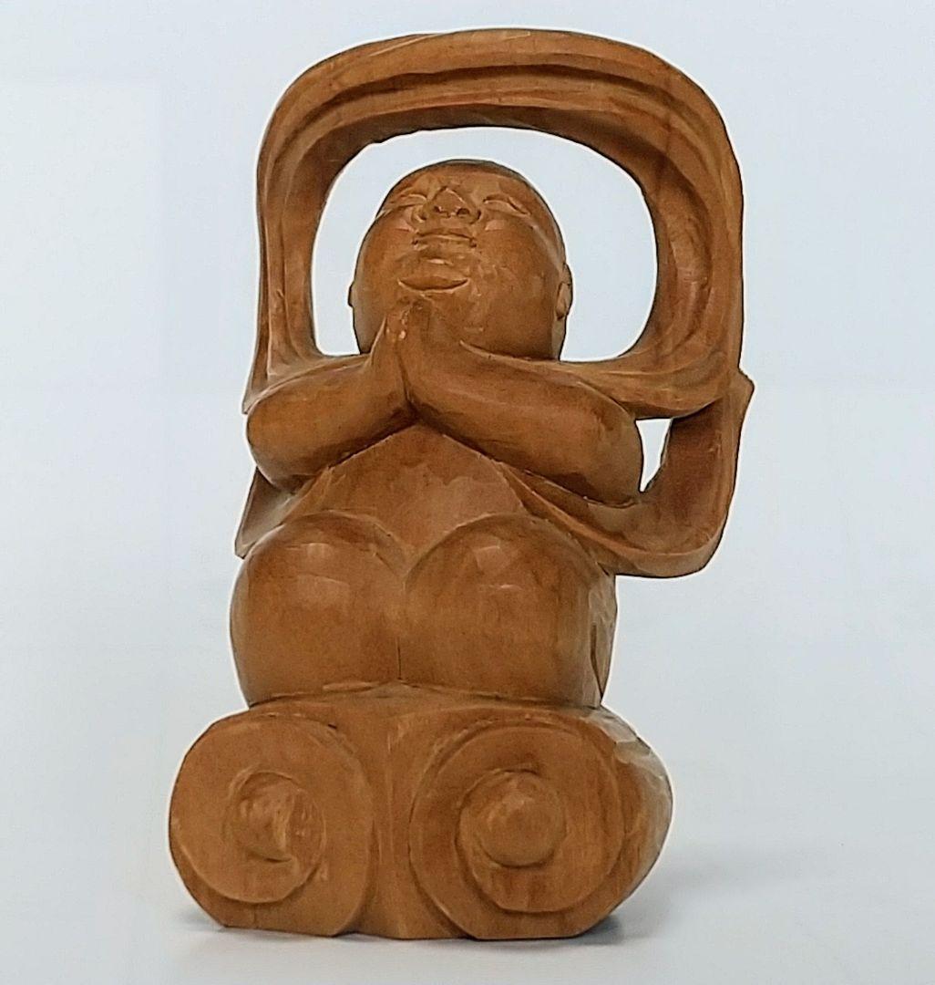 童子坐像 飛天 #567 ◆白檀 木彫 仏像