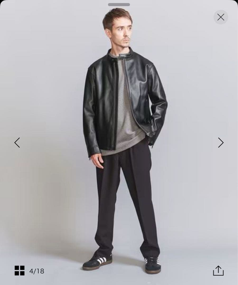 beauty&youth シープレザーシングルライダーズジャケット