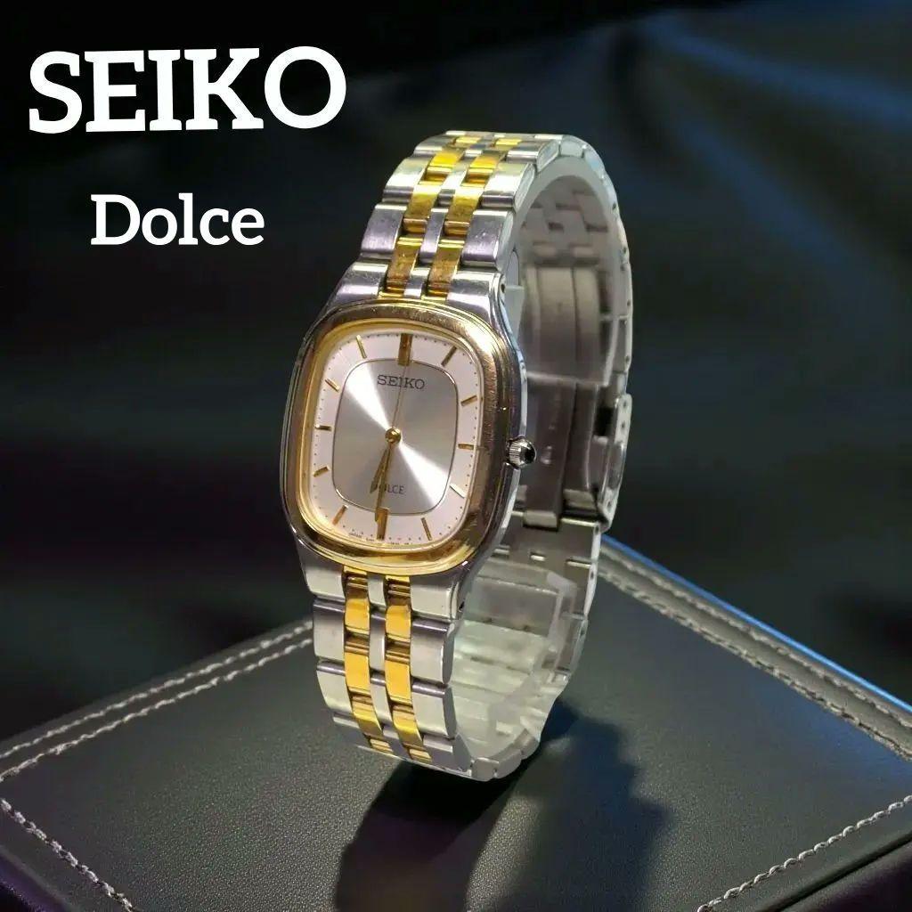 【美品】稼働品 セイコー ドルチェ 高精度クォーツ コンビメタル オーバル