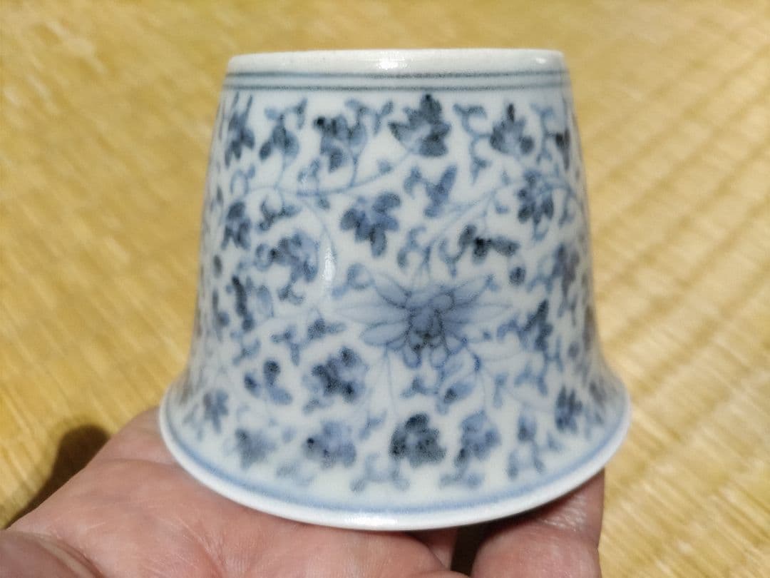 古伊万里　総花唐草　蕎麦猪口・向付　富貴長春銘　美品！