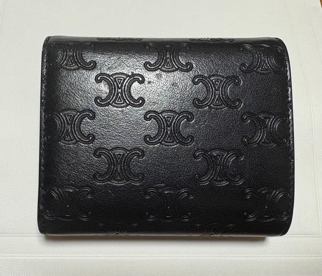 CELINE ブラックレザー三つ折り財布