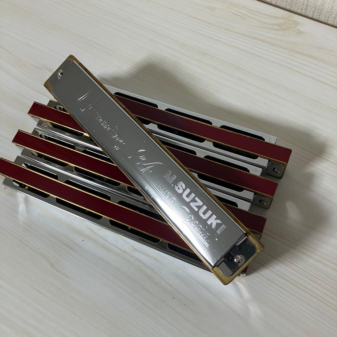 【中古品】SUZUKI 24穴複音ハーモニカ５本　Am ANm