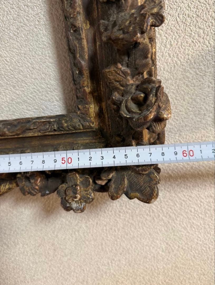 希少　18世紀フランスアンティーク調　漆金彫刻付き木製油彩額縁　P10サイズ