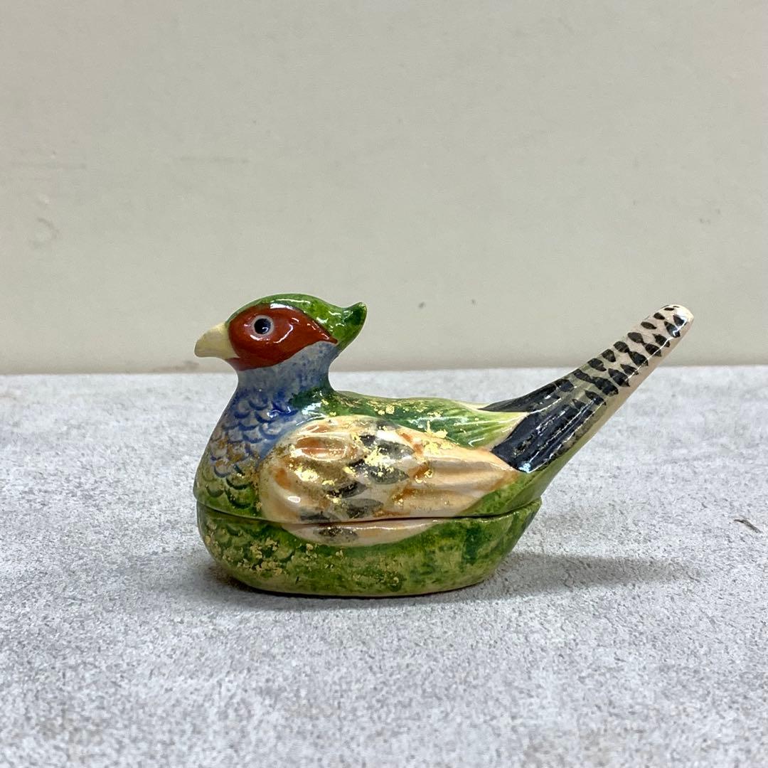 香合 伊藤桂楽 雉子 共箱 茶道具 茶の湯 鳥 金