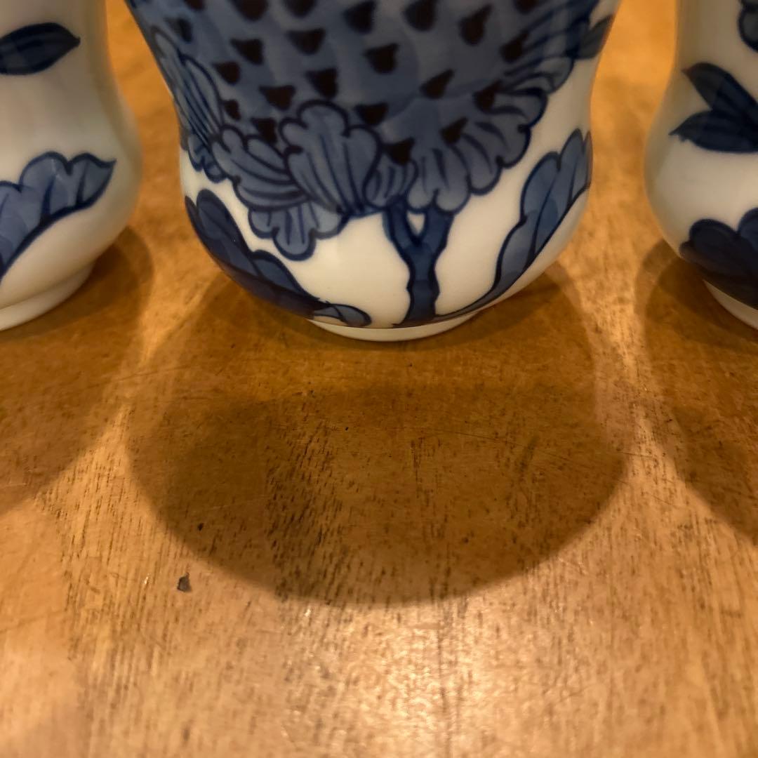 源右衛門窯　染付向日葵（そめつけひまわり）　湯呑み　五個