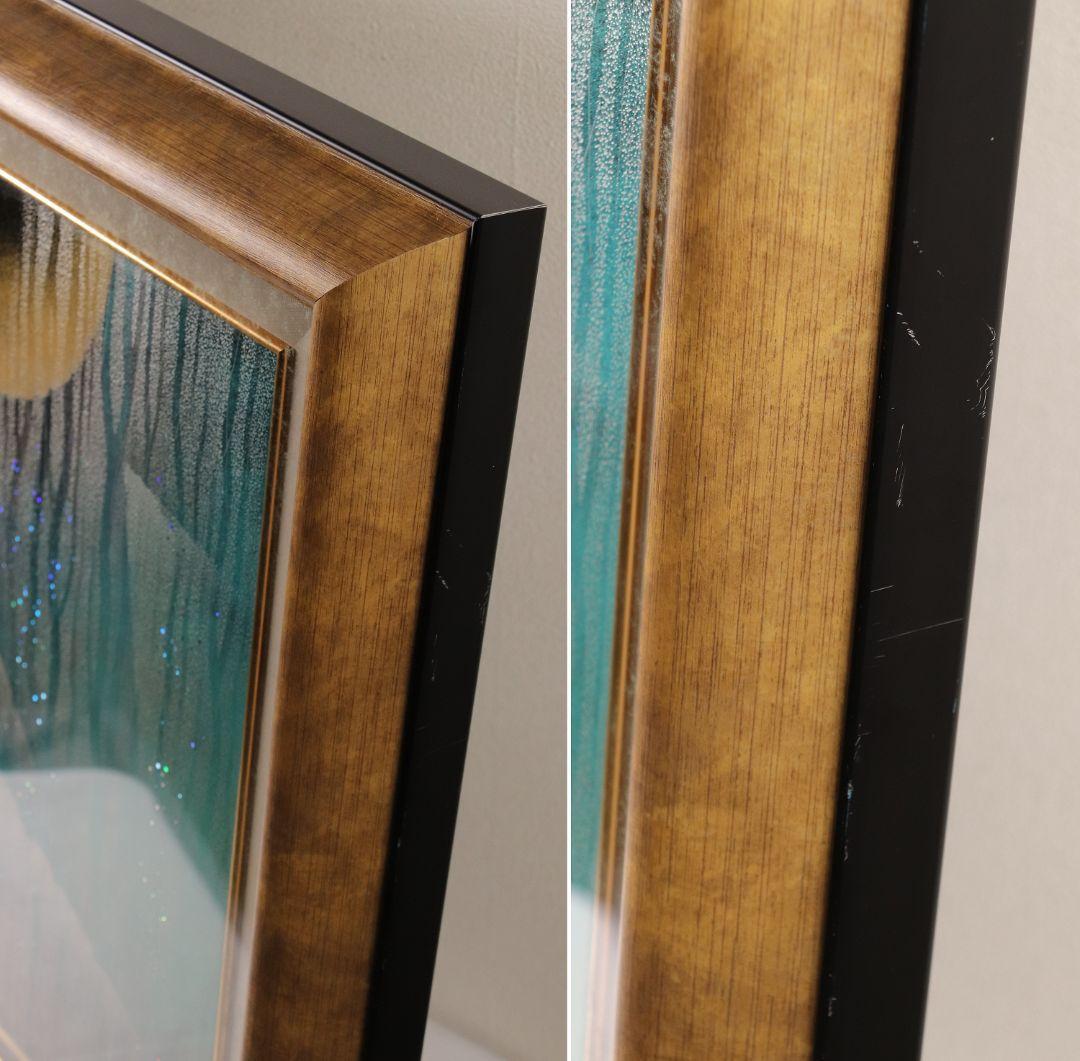 【真作】漆芸画 新木光「月夜の詩」輪島市美術展出品 額装 12号 沈金銀M865