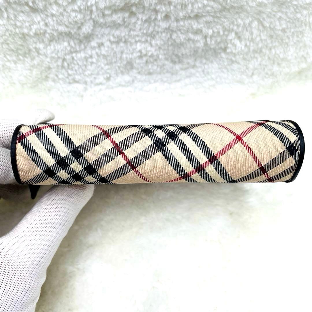 美品 Burberry バーバリー 三つ折り 財布 ノバチェック キャンバス
