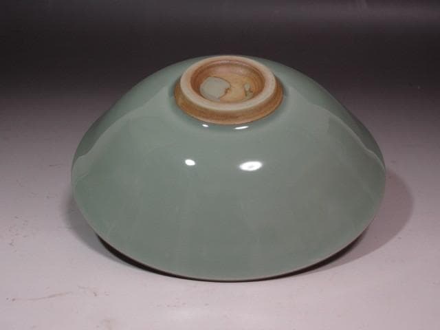 【セール】★　手塚玉堂　青磁茶碗　裏千家　十五代　鵬雲斎の花押★x254