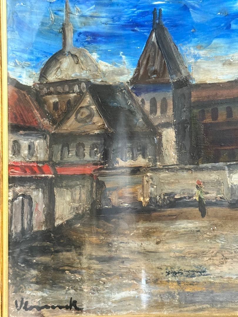 モーリス・ヴラマンク【村の教会 】Vlaminck 模写油彩画 F6サイズ