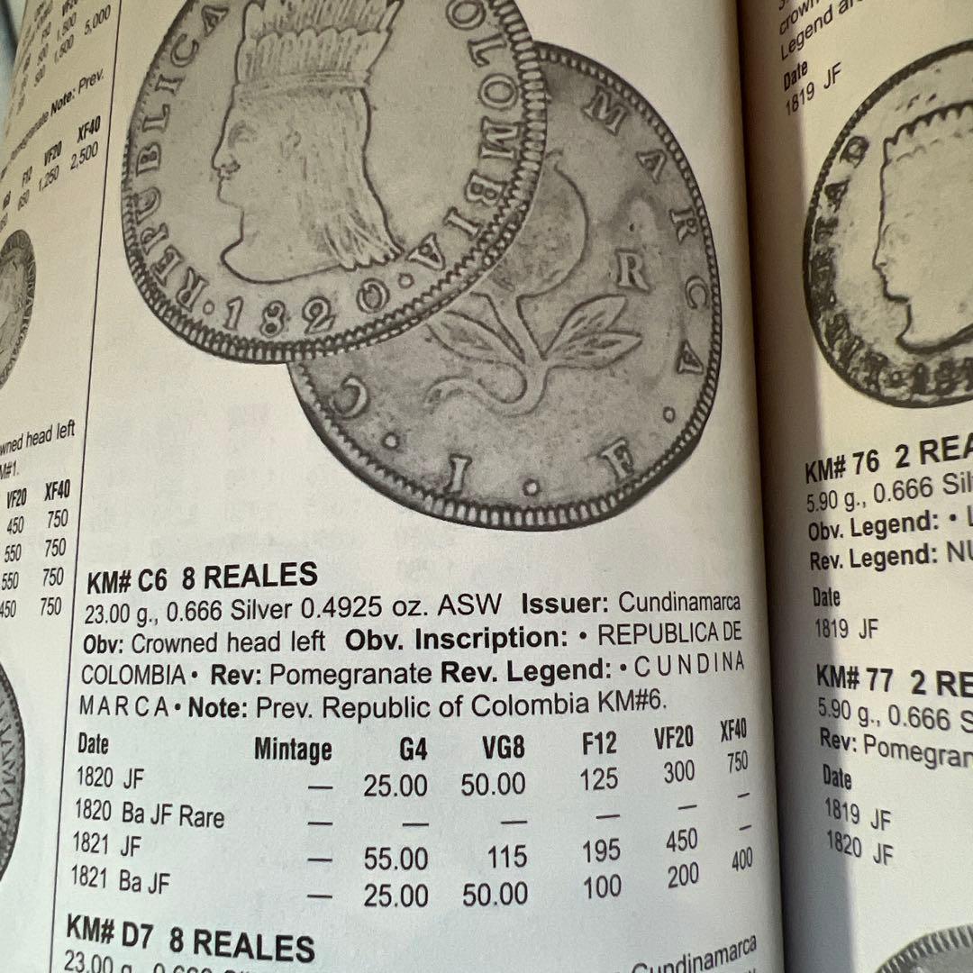 外国銀貨　コロンビア　8R銀貨　1821年Ba ＪF