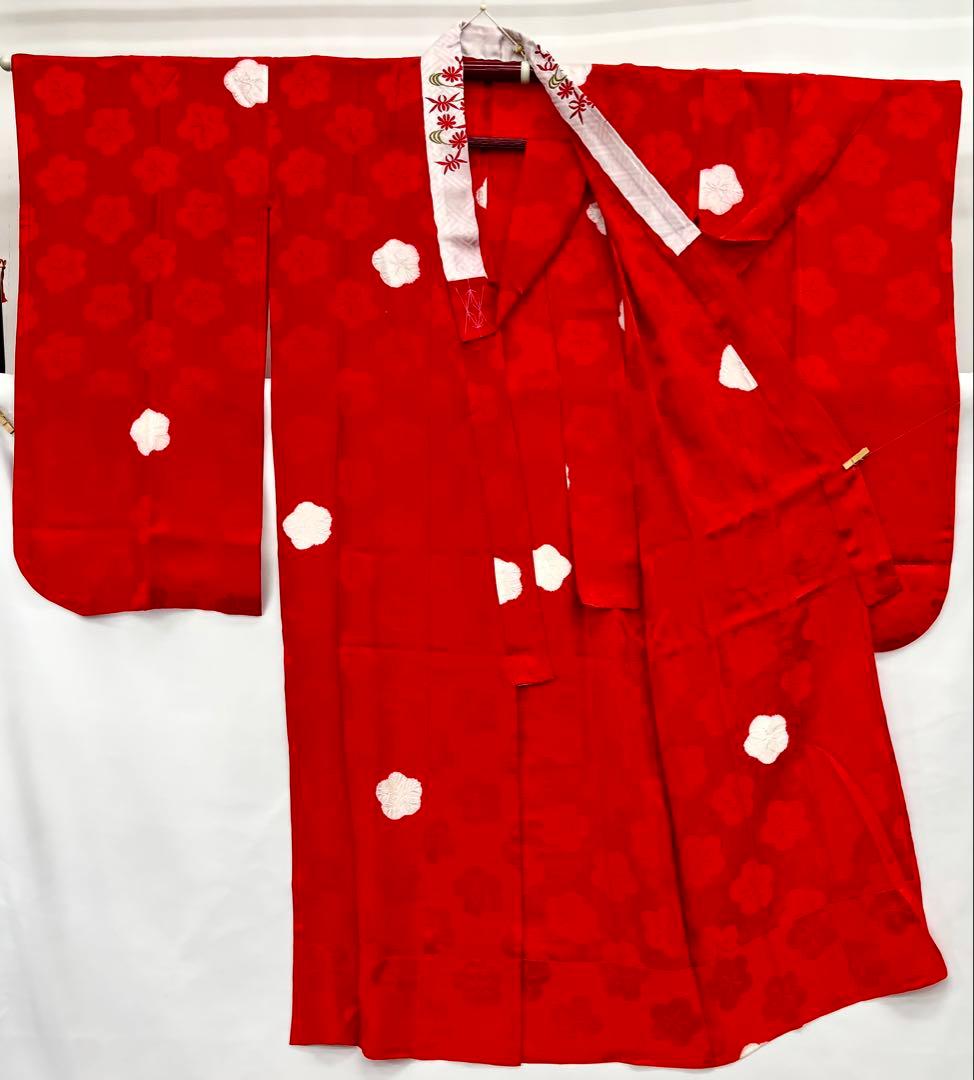 七五三着物　7才　女児　四つ身　雪輪に花々／ピンク系《子供490》#江戸小もーん