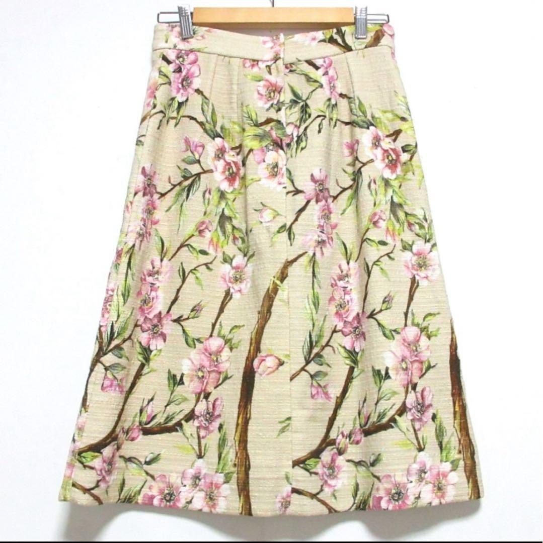美品 ドルチェ&ガッバーナ ドルガバ ツイードスカート フレア 花柄 40 m