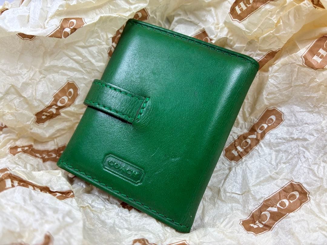 小物 Old coach green Three-sided photo case