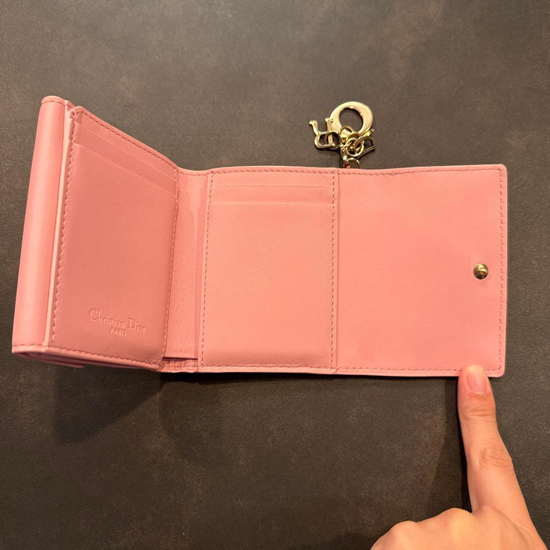 Dior 三つ折り　財布　ピンク