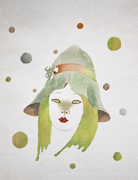 米倉斉加年 【帽子の少女】1980年 木版画