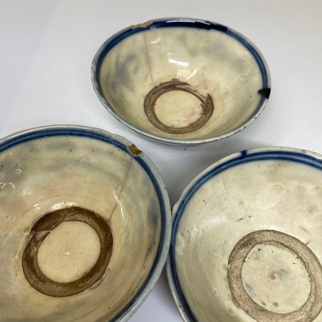 中国清朝時代　青花小鉢4客　口径約12㎝　東Y7-0403⑥タニト