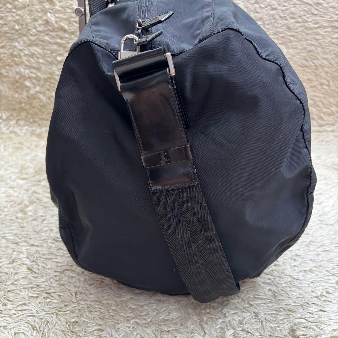 PRADA プラダ 2way ボストンバッグ ナイロン×レザー 黒　鍵付き