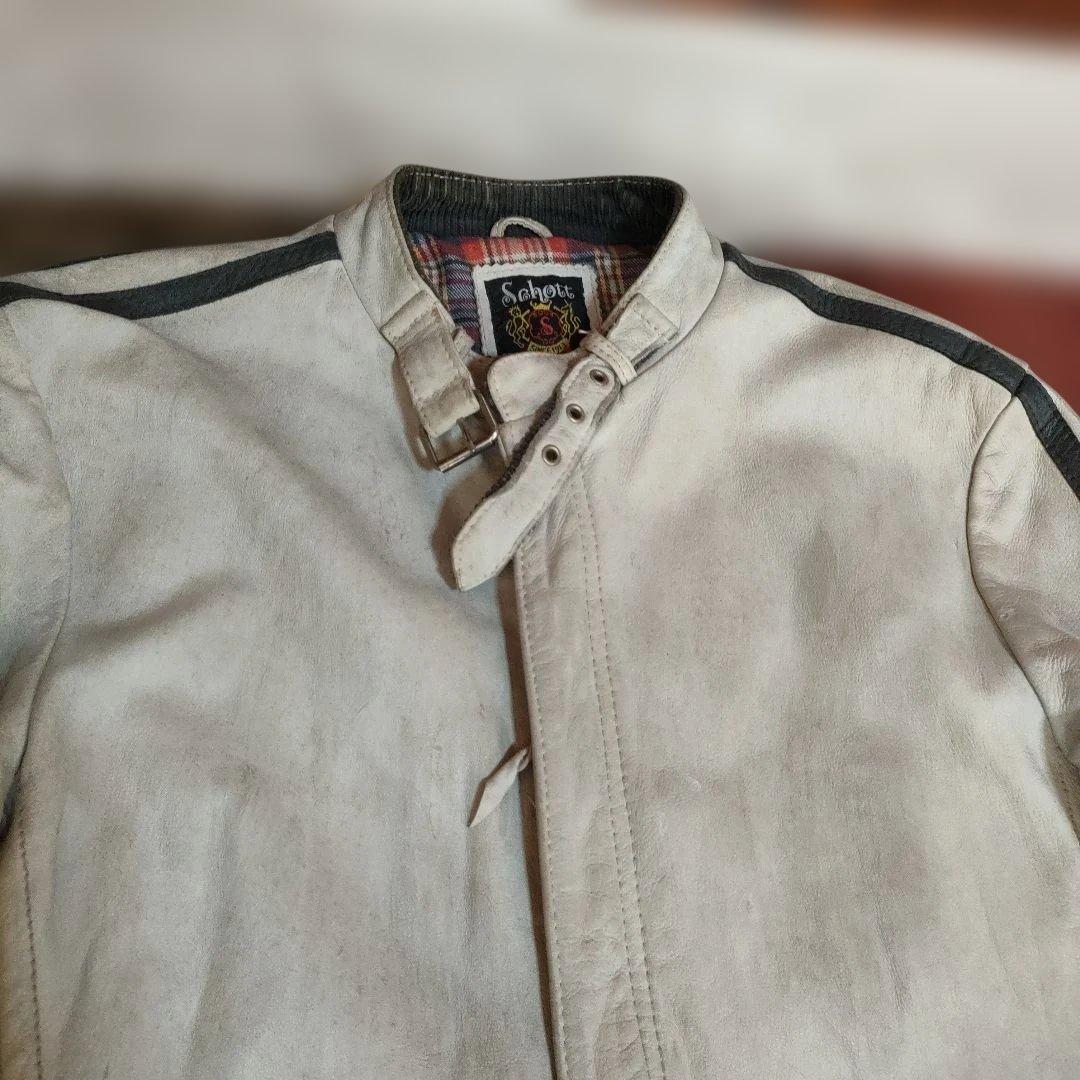 現行タグモデル　ダメージ加工　Schott 立襟 シングルライダース　上野商会