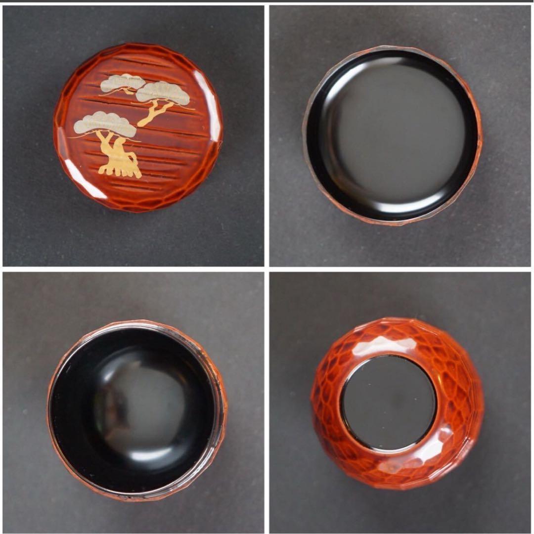 岡本陽斎 作 又妙斉好 老松蒔絵 溜塗 折撓中棗 共箱 茶道具