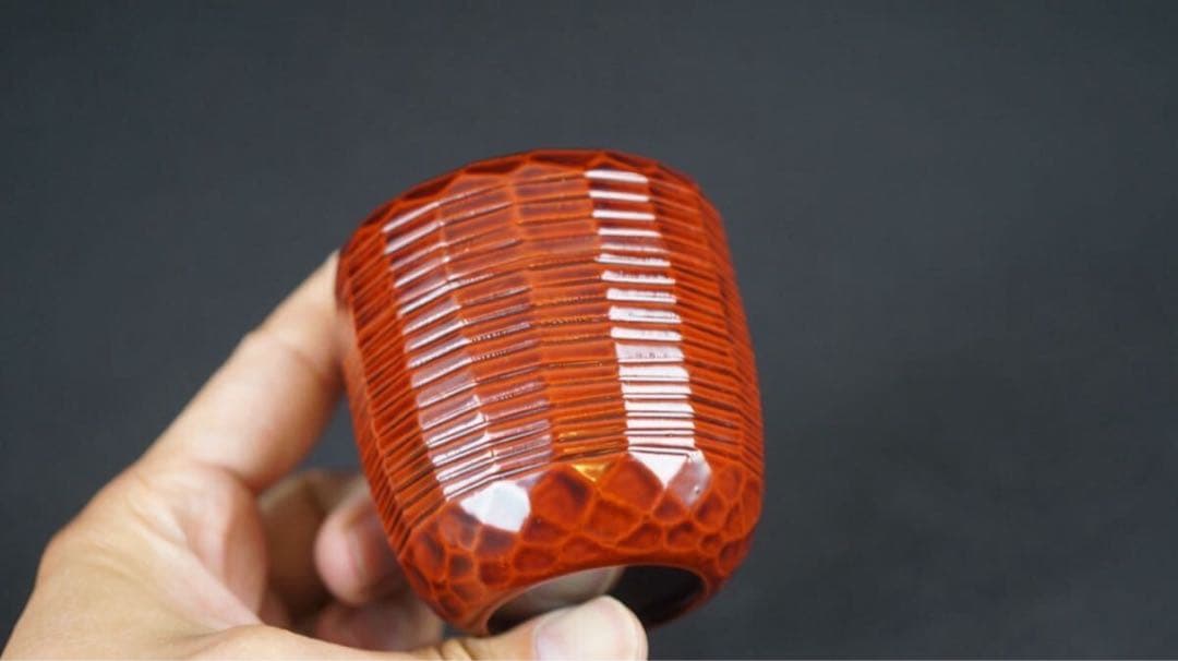 岡本陽斎 作 又妙斉好 老松蒔絵 溜塗 折撓中棗 共箱 茶道具