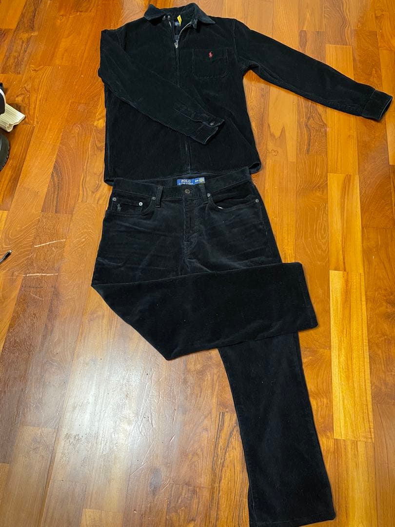 ラルフローレン コーデュロイ ジャケット パンツ 上下セット 黒