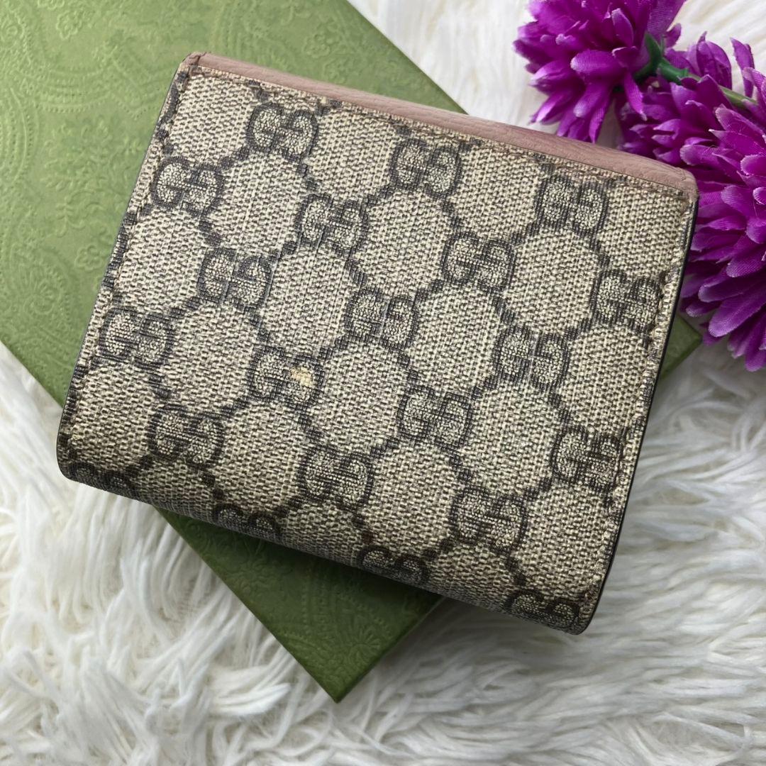 極美✨GUCCI 二つ折り財布 GG マーモント レザー ベージュ