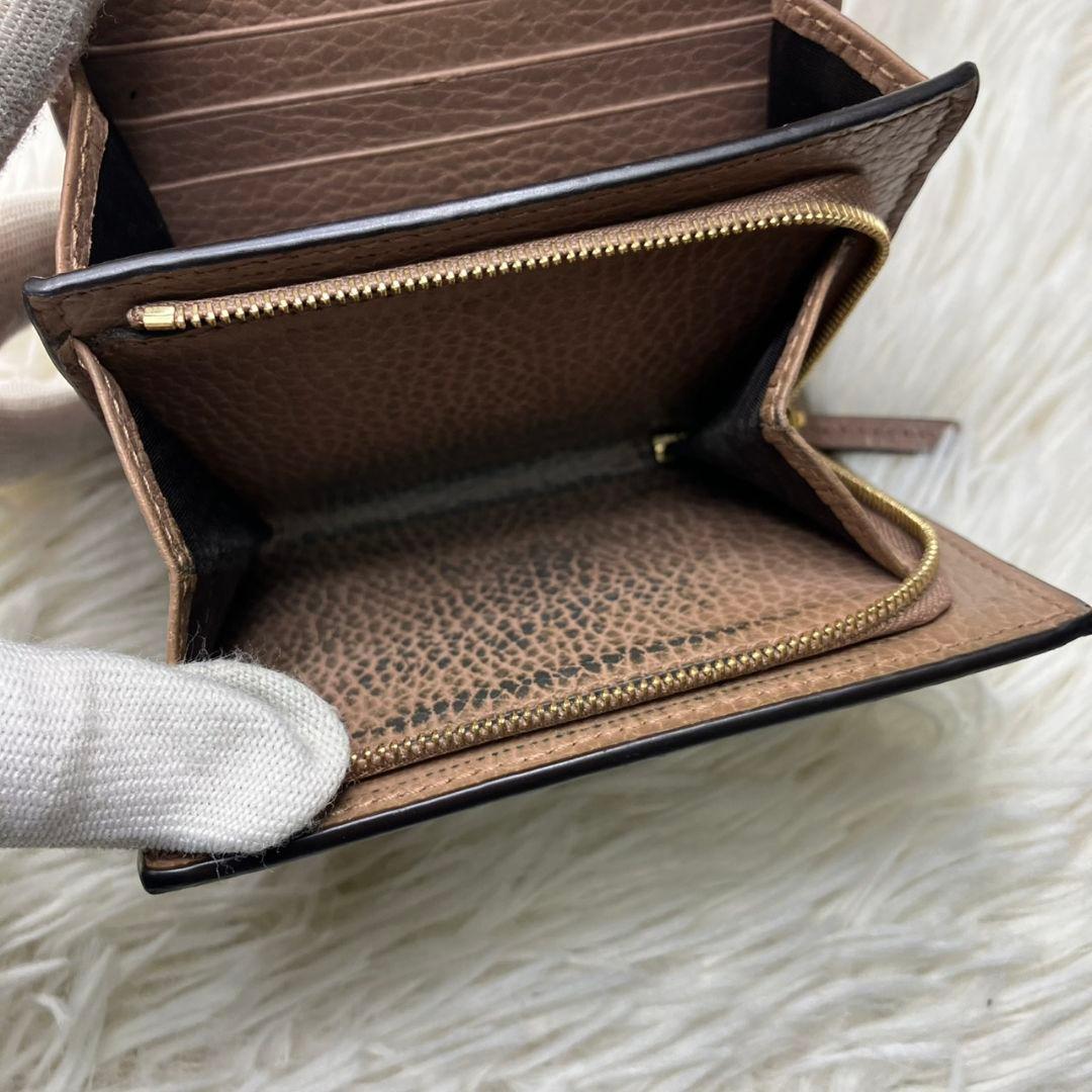 極美✨GUCCI 二つ折り財布 GG マーモント レザー ベージュ