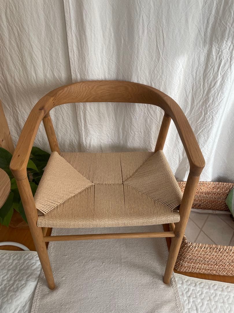 『しー』京都　引き取り限定　無印良品オーク材ペーパーコードアームチェア二脚