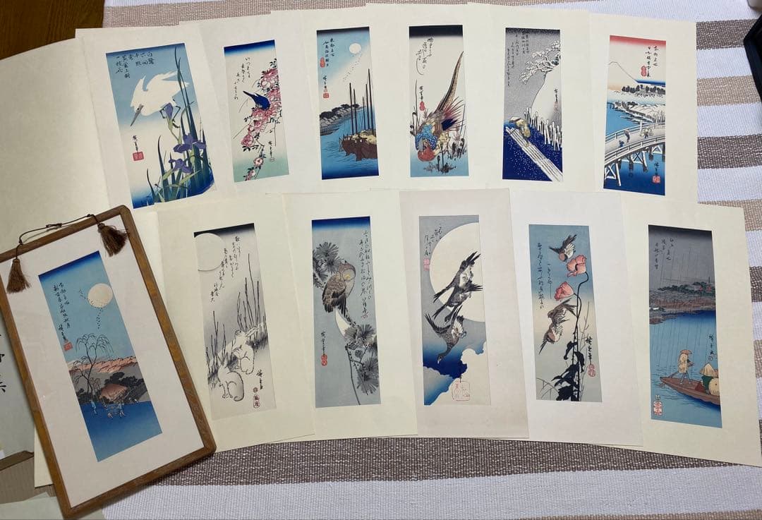 木版画　広重短冊花鳥風月集　加藤晨明　獅子舞