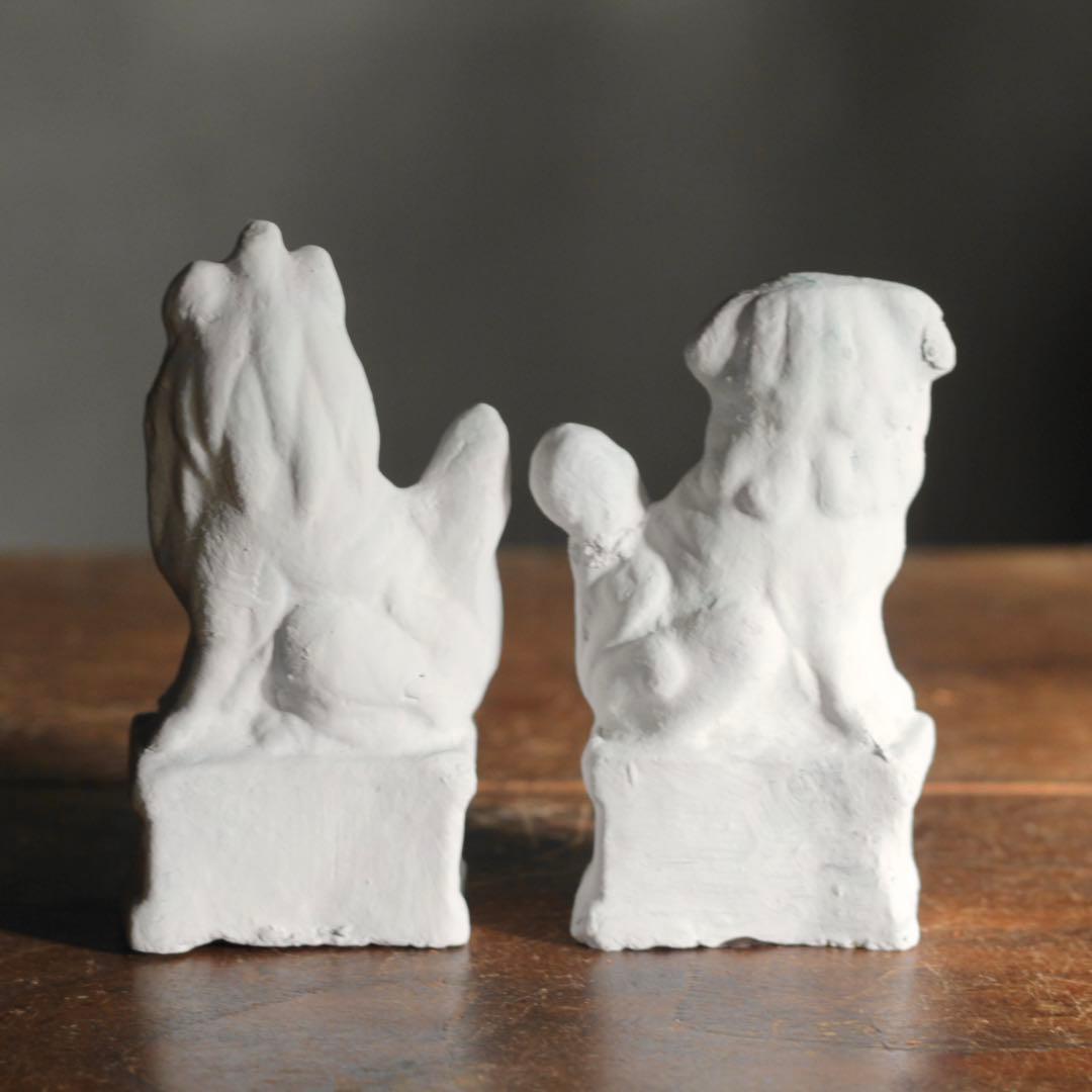 白い 獅子 と 狛犬 古道具 アンティーク オブジェ 獅子と狛犬